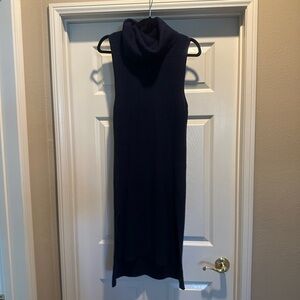 White House Black Market Navy Blue Cowl Neck Sleeveless Sweater Dress M (342)